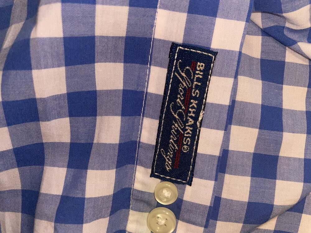 Bills Khakis XXL Blue and White Gingham Check Button Down Long Sleeve Sport Shir - Picture 7 of 9